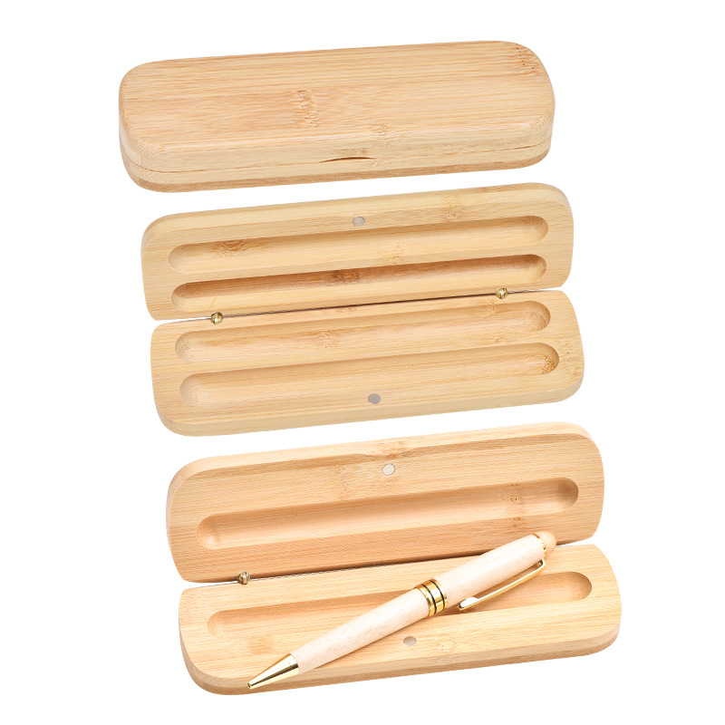 Creative Wooden Pen Box Commercial Single And Double Clamshell Pen Box Simple Student Office Pencil Box Wooden Packing Box Item Picture