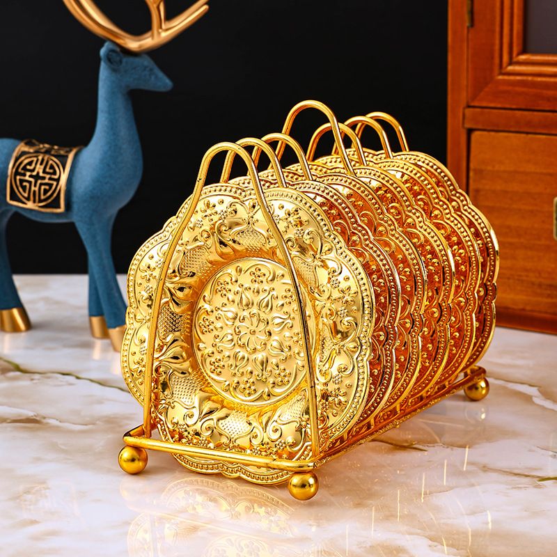 Golden Cake Fruit Tray Home Tea Mat Insulation Mat Afternoon Tea Cake Tray Photo Props Decoration