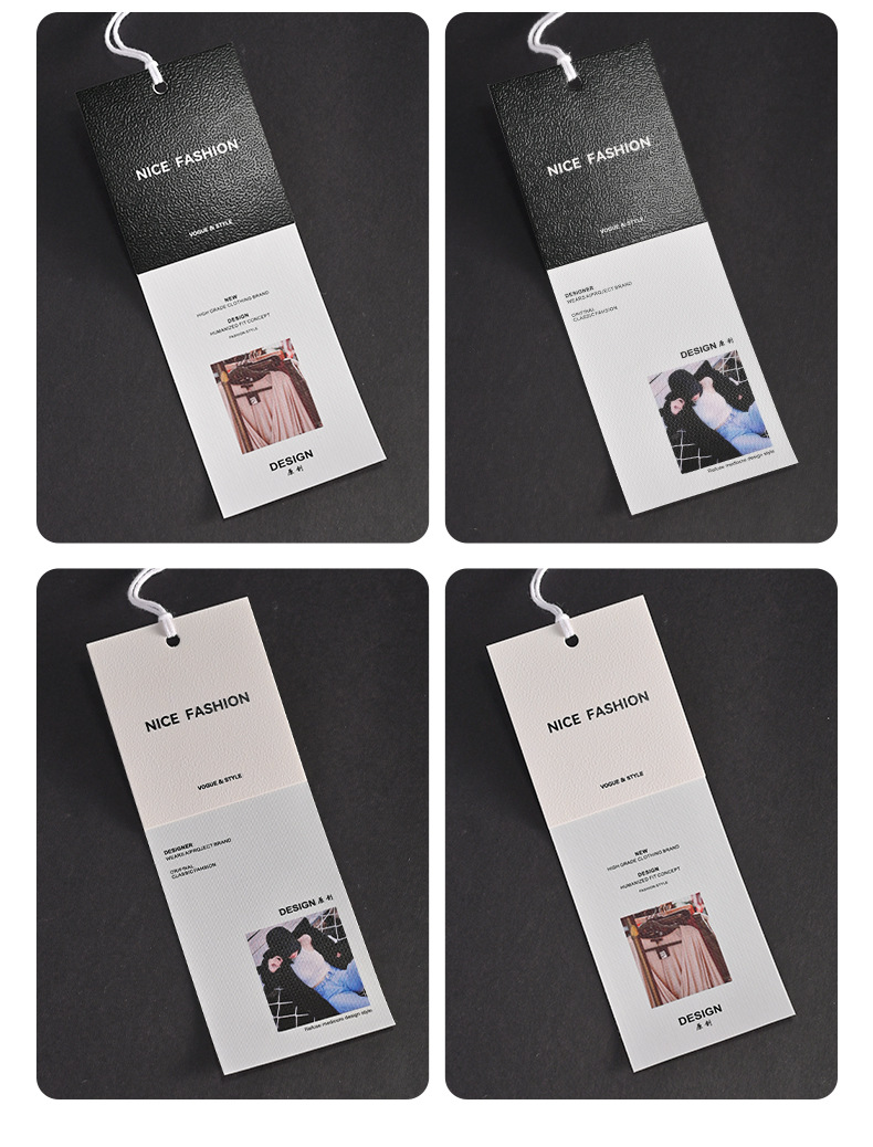 新款服装吊牌个性纹理挂牌厚胶带防撕吊卡设计定做商标通用标签详情15