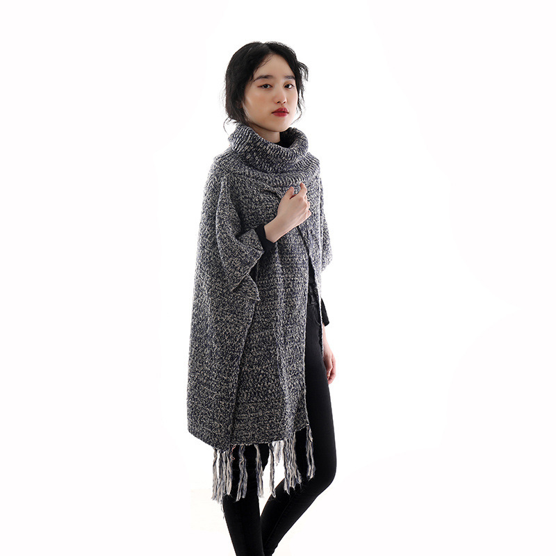 European and American fashion, versatile pullover cape, popular women's top, fringed shawl coat, student autumn and winter scarf Application Scenario