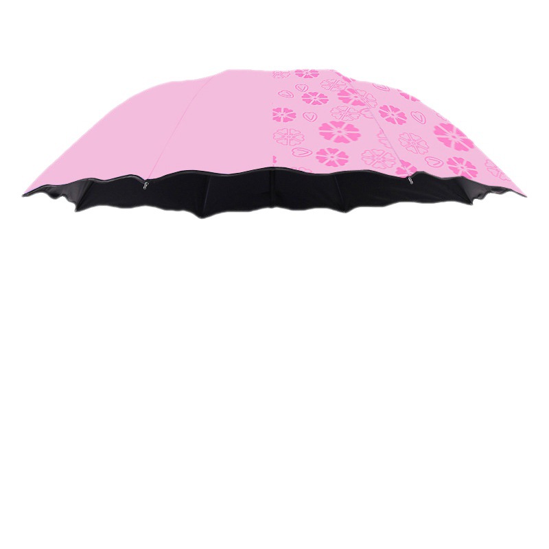 遇水开花晴雨两用雨伞黑胶防晒遮阳伞女士礼品伞可印logo三折叠伞详情图5
