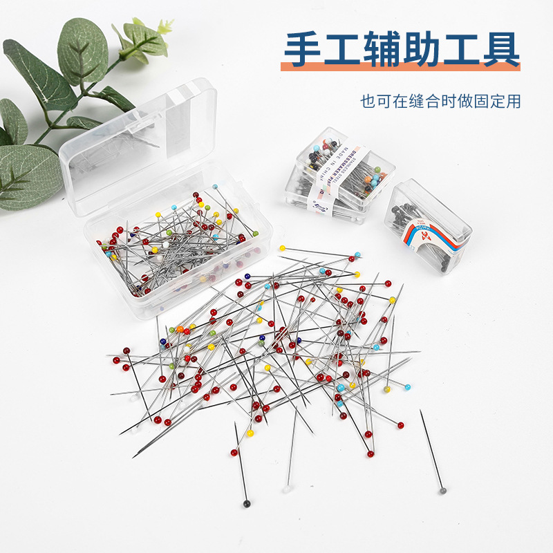 Colored glass head positioning needle clothing positioning cut bead fixing needle cross stitch beading needle earth nail wholesale Specification drawing