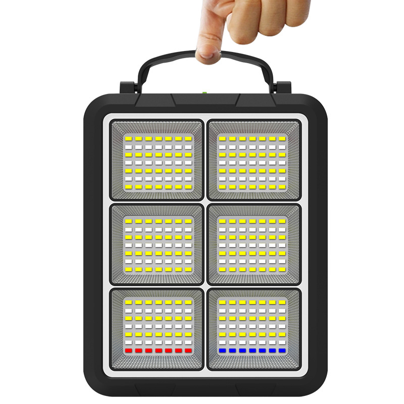新款高亮充电LED照明双光黄白太阳能投光应急户外露营地摊手提灯