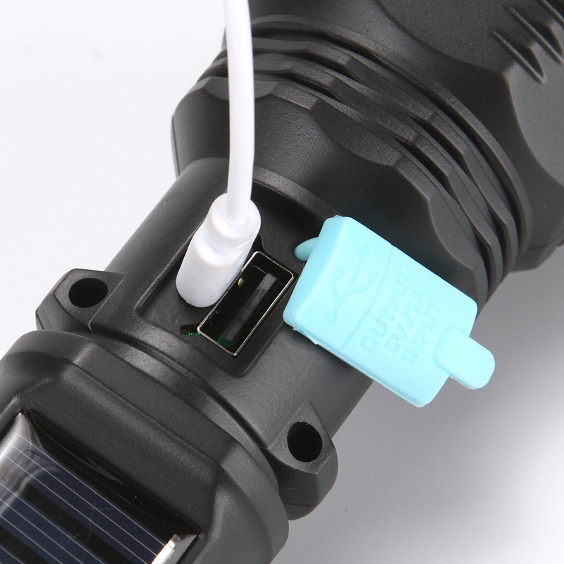 Cross-border handheld solar-powered flashlight, strong charging, long-range shooting, ultra-long battery life, outdoor emergency handheld flashlight Application Scenario