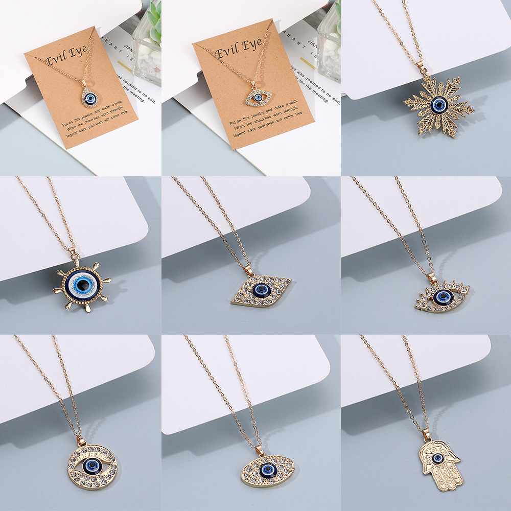 European and American cross-border multi-style alloy Turkish blue eye pendant necklace, Devil's Eye necklace, women's foreign trade necklace