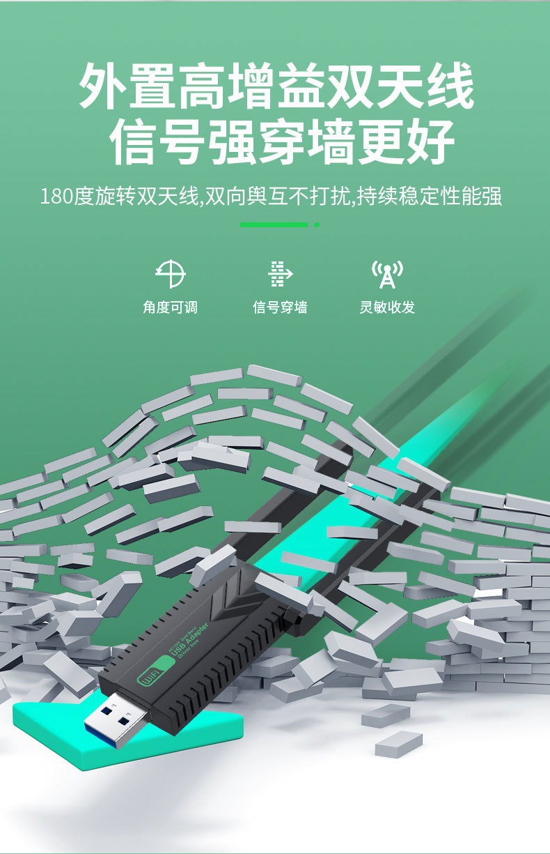 免驱动5G双频千兆USB无线网卡wifi接收器台式机电脑笔记本发射器详情9