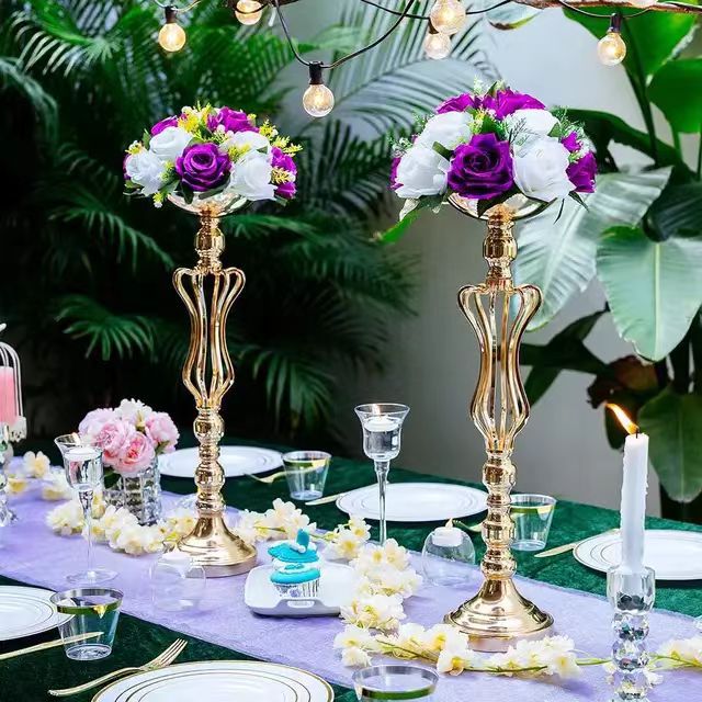 New European Style Small Waist Twist Candlestick Wedding Flower Device Hotel Table Fake Flower Creative Fake Flower Stand Wedding Props details Picture