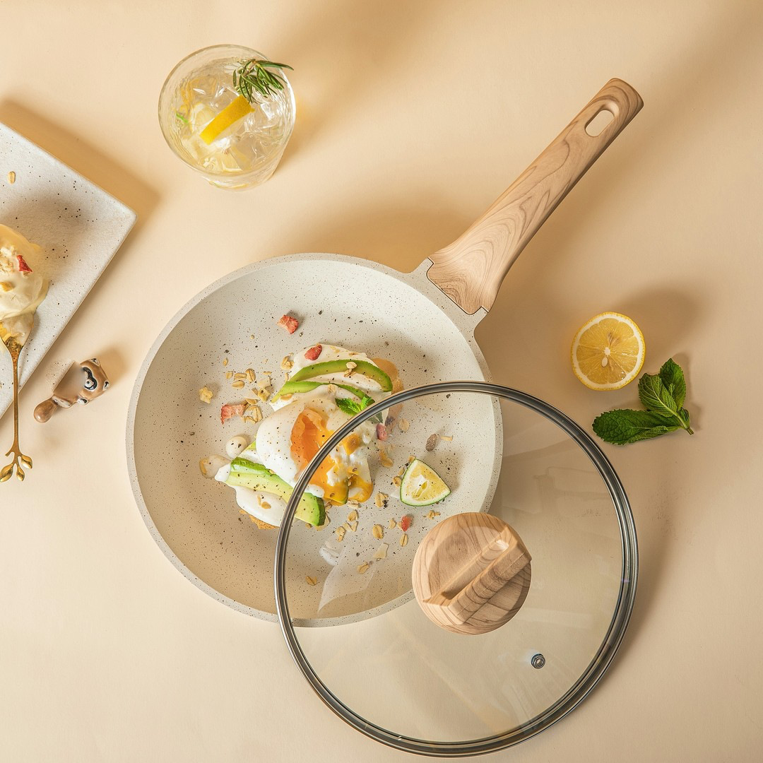A set of non-stick marble and granite cookware, including soup POTS, stewing POTS, frying POTS, stir-frying POTS, milk POTS, and POTS for frying, stir-frying, steaming and boiling Specification image