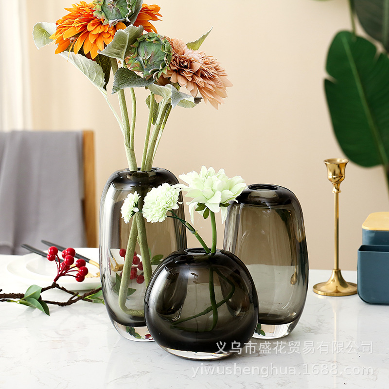 新款创意高档琉璃花瓶北欧风小口花瓶摆件艺术客厅水培插花装饰品详情图2