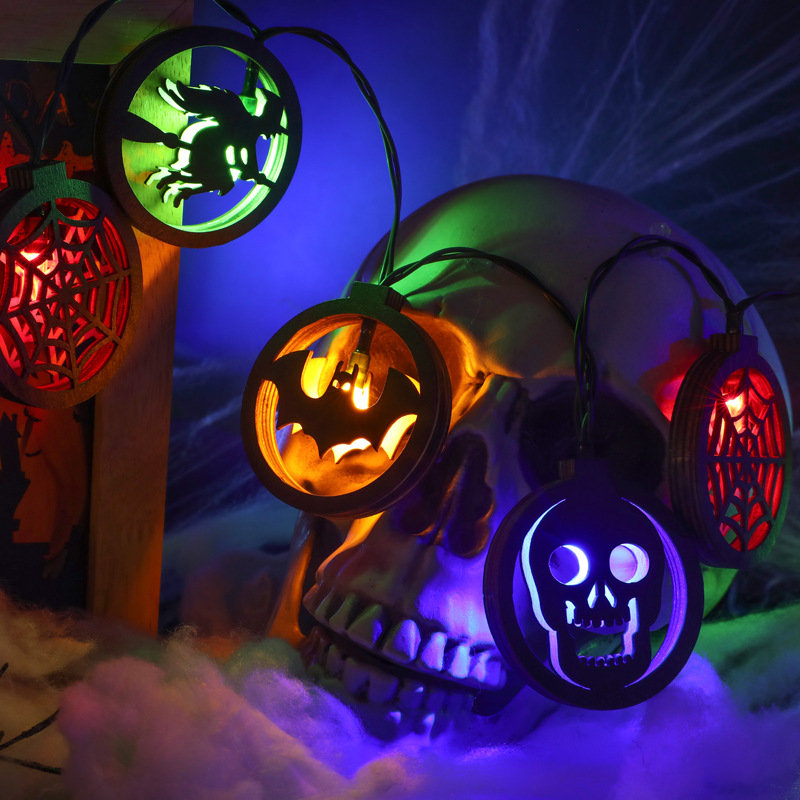Cross-border new Halloween light string LED color lights, bat spider battery lights, Halloween wizard atmosphere decorative lights Application Scenario