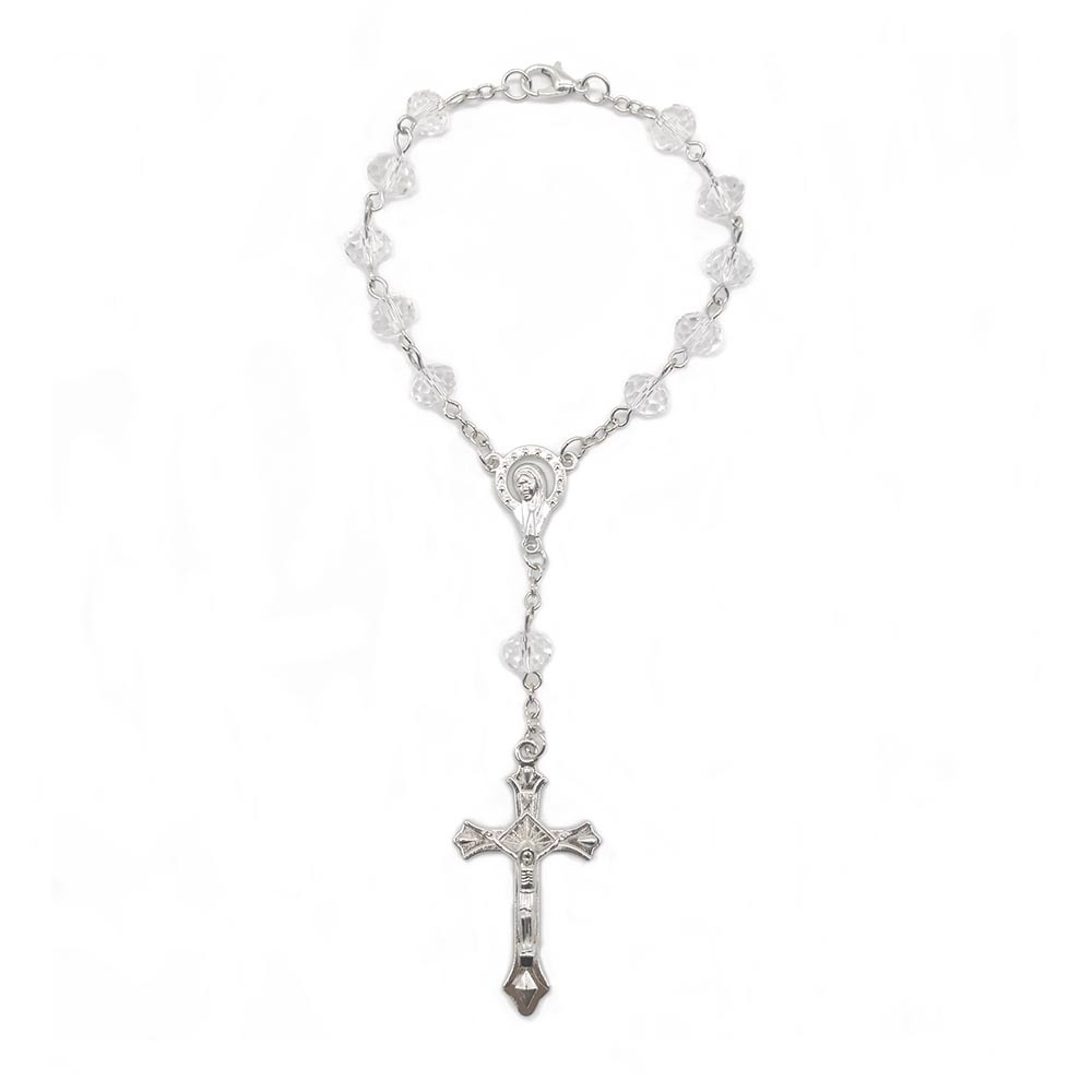 European And American Foreign Trade Cross-Border Sales Of Crystal Rosary Bracelet Seven-Color Crystal Nine-Word Needle Curved Needle Cross Bracelet Crystal Bracelet Jewelry Manufacturers Wholesale Specification drawing