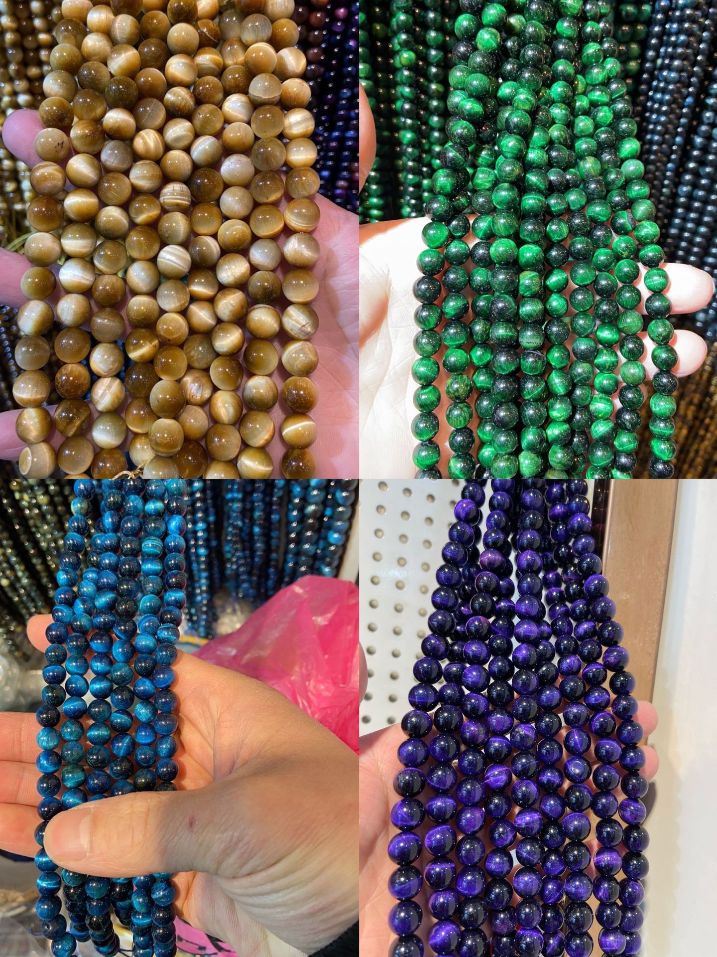 Factory Direct Sales Tiger Eye Stone Loose Beads With Beads Round Beads Accessories Natural Material Semi-Finished Diy Buddhist Beads Jewelry