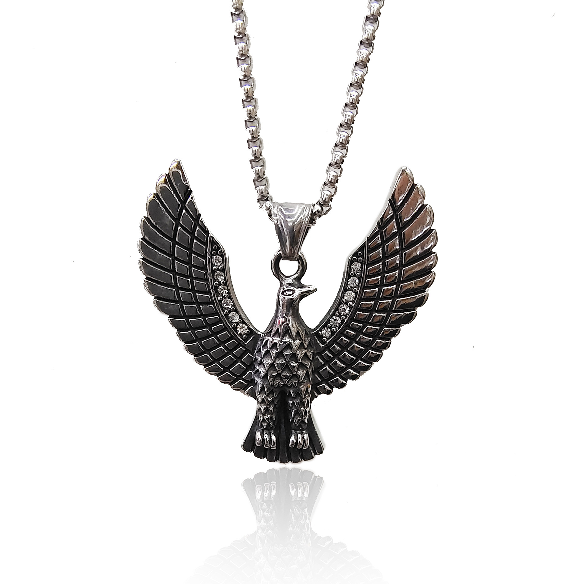 Net Red Men's Necklace European And American Military Brand Necklace Sweater Chain Stainless Steel Necklace Eagle Stainless Steel Pendant