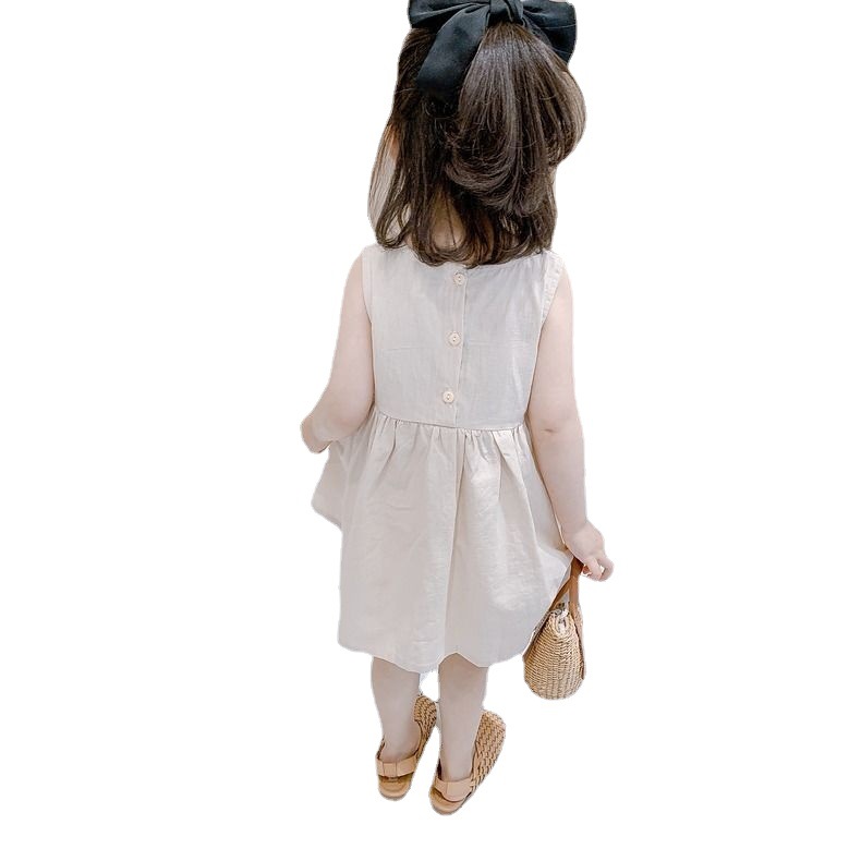 Sleeveless dress for girls, summer children's dress 2022, new summer style for little kids, retro cotton and linen princess dress Item Picture