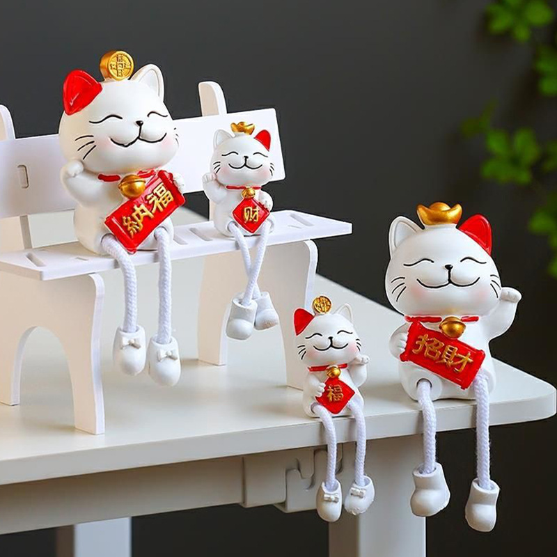 创意招财猫吊脚娃娃家居装饰品客厅酒柜卧室生日礼物儿童房摆设