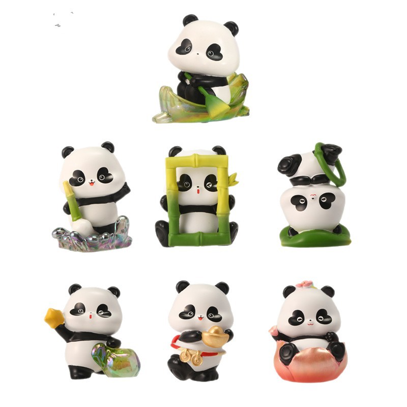 Trendy blind box, little panda, Happy and carefree, desktop trinkets, office desktop decorations, wholesale gifts for girlfriends Item Picture