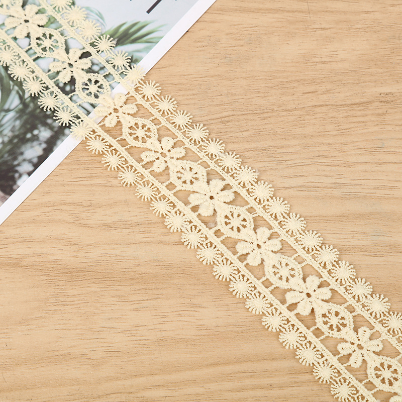 Lace embroidery barcode in stock, double-sided milk silk eyelash lace, lace clothing curtain accessories details Picture