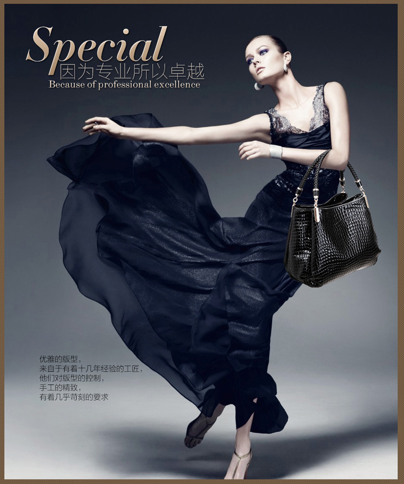 欧美范外贸成熟气质鳄鱼纹石头纹手提包女包跨境轻奢腋下包箱包皮具男士手提袋详情4