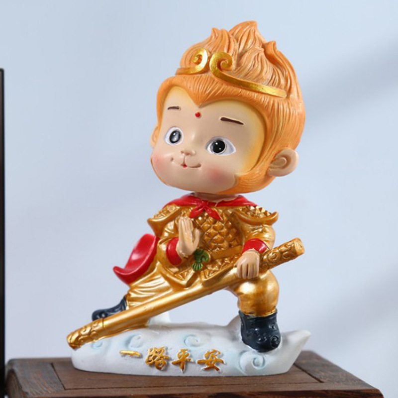 Resin decorative items of Sun Wukong, the Monkey King, on the car center console, for home interior desktop decoration details Picture
