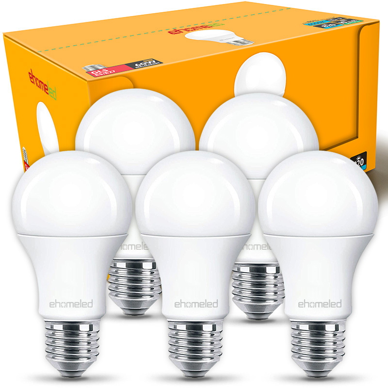 跨境专供 LED塑包铝球泡A60家用超亮E27 B22螺口白光暖光节能灯泡