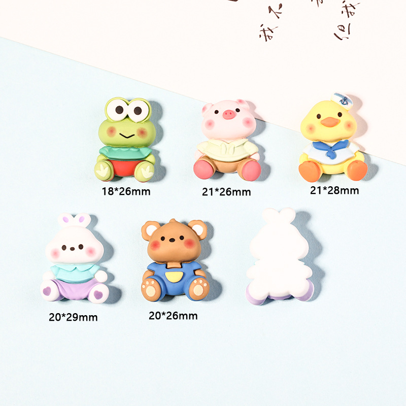 New resin accessories cartoon animal series diy cream glue phone case patch storage box hair accessory material bag details Picture