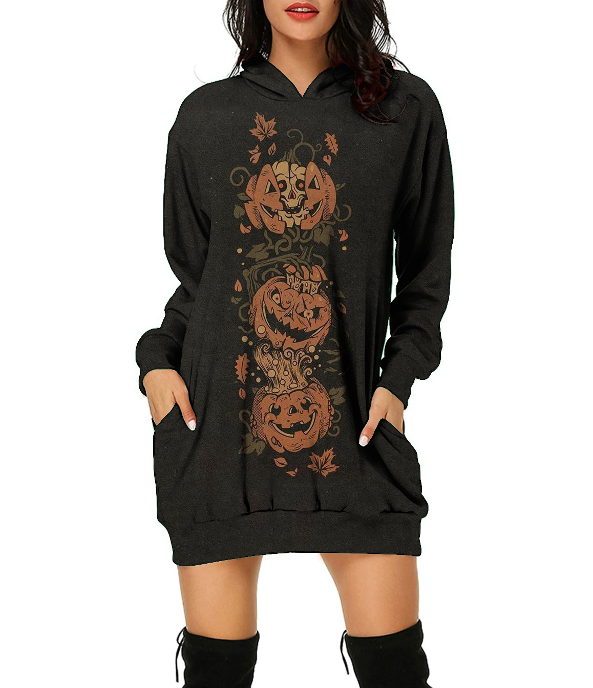 2023 New cross-border European and American autumn and winter hoodie, Halloween 3D printed loose top, long-sleeved hooded pullover hoodie Item Picture
