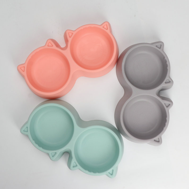 Pet food Cute Cat ears Dog Feeding Water Feeding Double bowl Macaron color High quality Cat bowl Pet feeding bowl