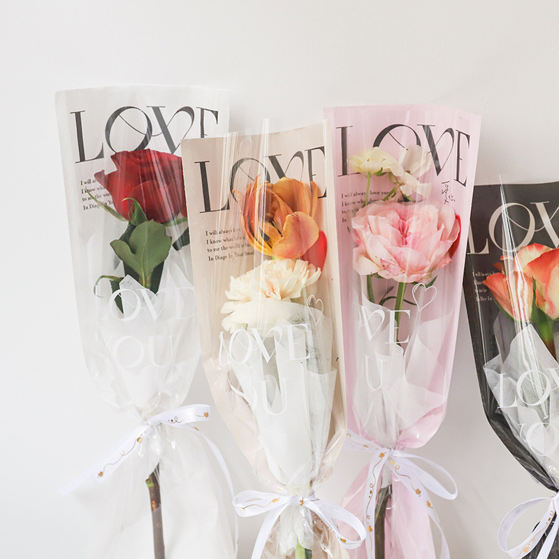 520 small fresh bouquet bag flower bag Valentine's Day love rose straight bag materials wholesale details Picture