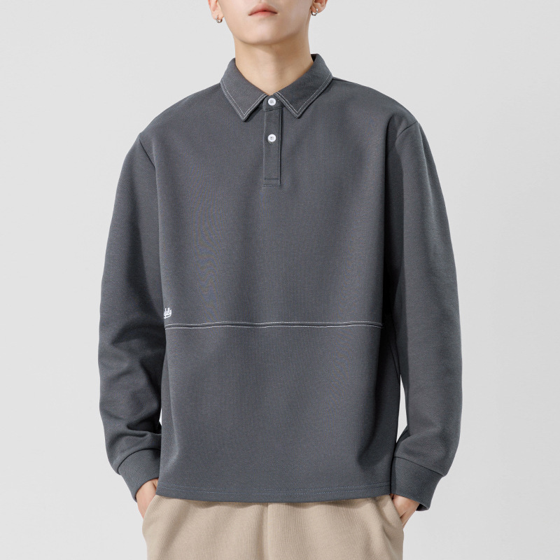 高级定制polo衫/定制灰色polo衫/印刷定制Polo衫/中年装男修身韩版/polo衫纯棉产品图