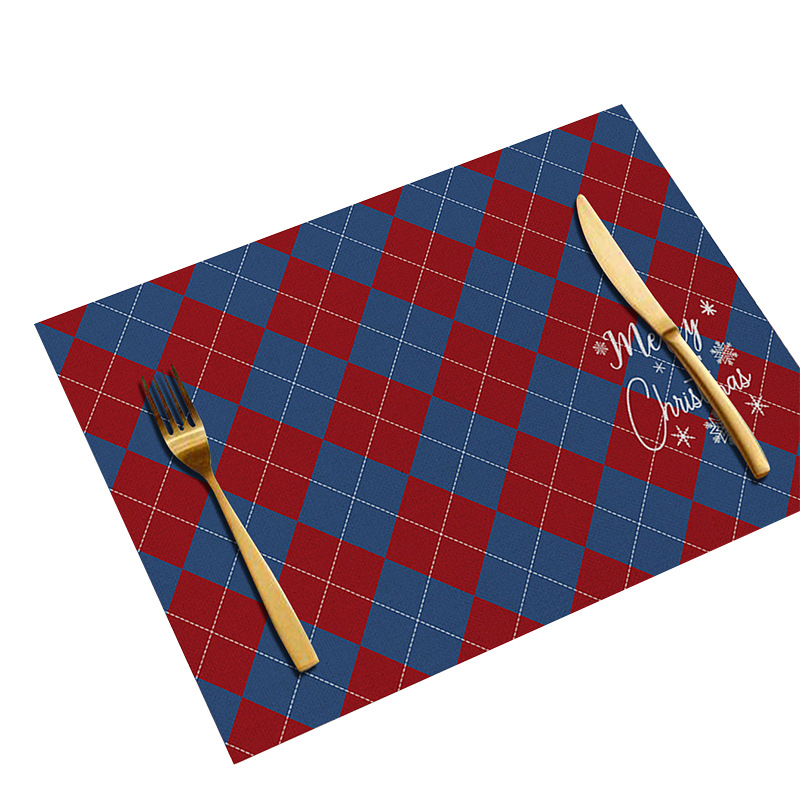 Modern, simple, fashionable, creative, elegant and high-end cross-border new products, Santa Claus linen placemats, square restaurant decoration, Nordic festival celebration, reindeer table MATS wholesale, placemats waterproof, anti-slip, heat-resistant and wear-resistant Item Picture