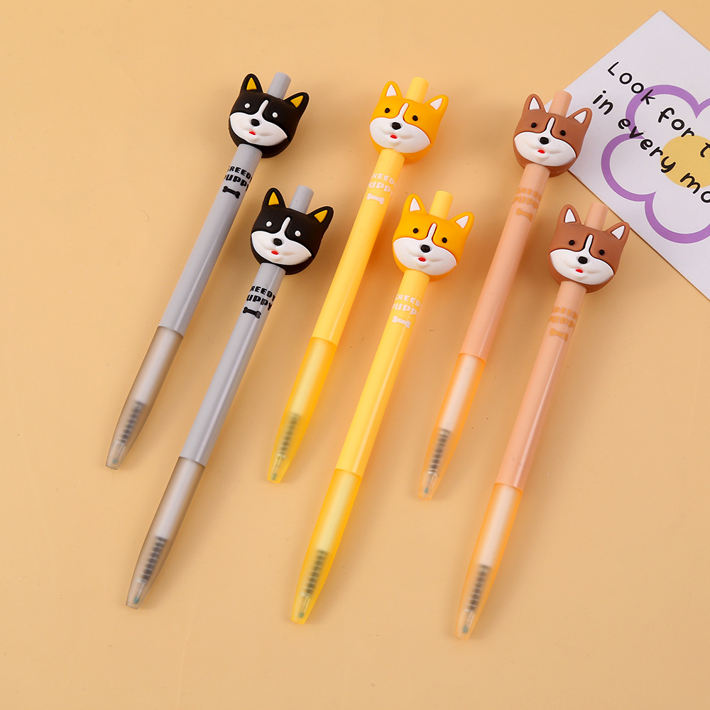 Zongfan Stationery ZF2893 Corgi Press Gel Pen, Mechanical Pencil, Eternal Pencil, Student Exam Black Gel Pen details Picture