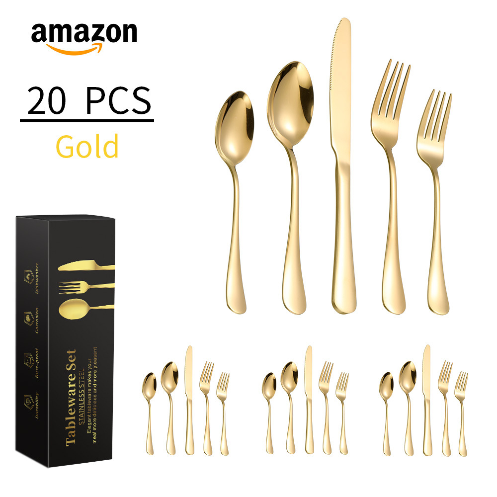 Amazon's best-selling 24/40/60-piece set of stainless steel tableware, knives, forks and spoons, 4/12 servings of Western steak knives and forks Specification image