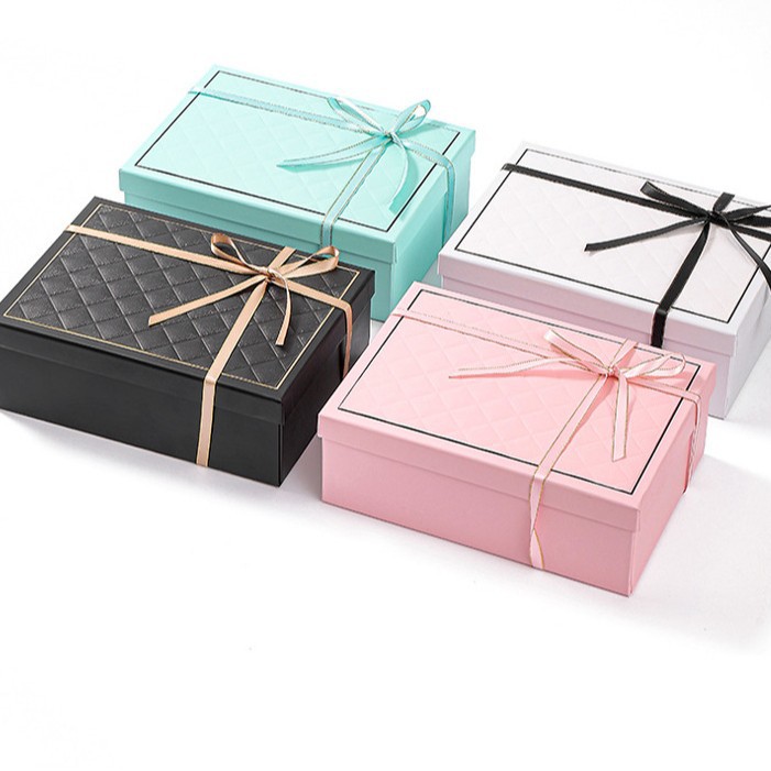 Wholesale folding gift boxes, top and bottom covers, gift boxes, one-piece folding top and bottom covers, packaging boxes, bow for parties Item Picture