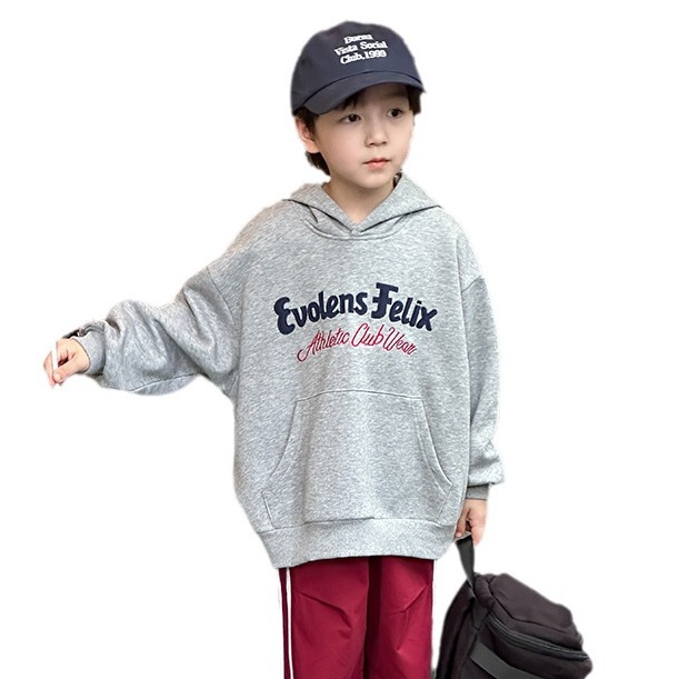Aimobeibei's cool and loose top for boys in the autumn of 2024 is a Korean-style hooded sweatshirt for children Item Picture