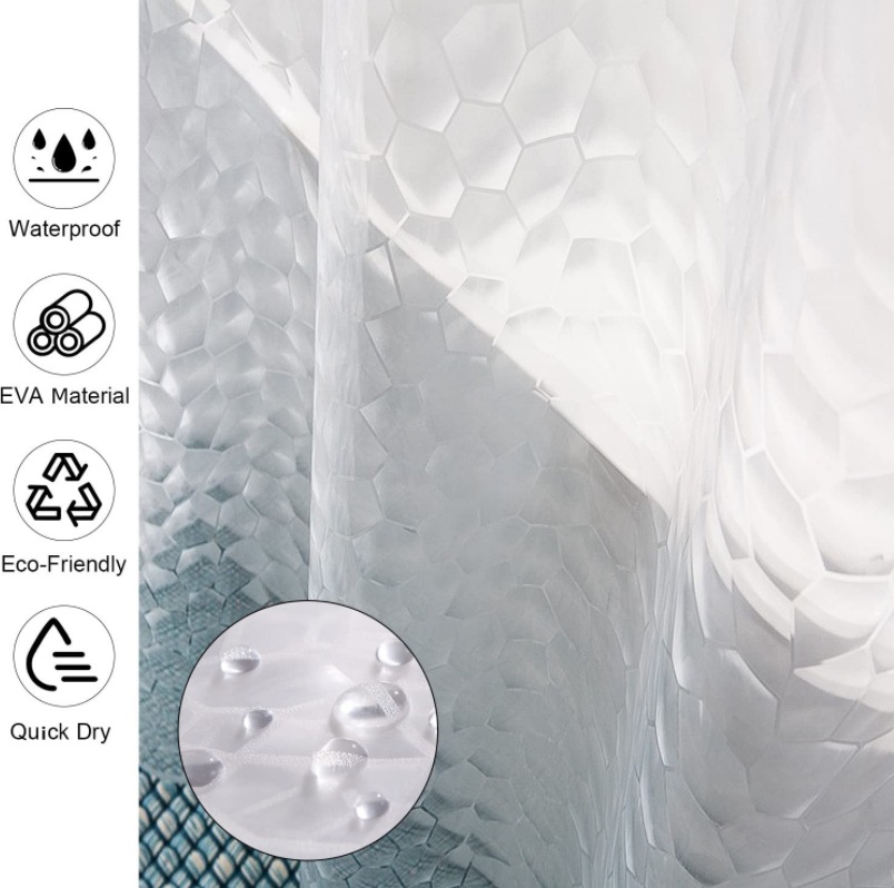 3D水立方PEVA浴帘防水卫生间窗帘隔断淋浴详情图4