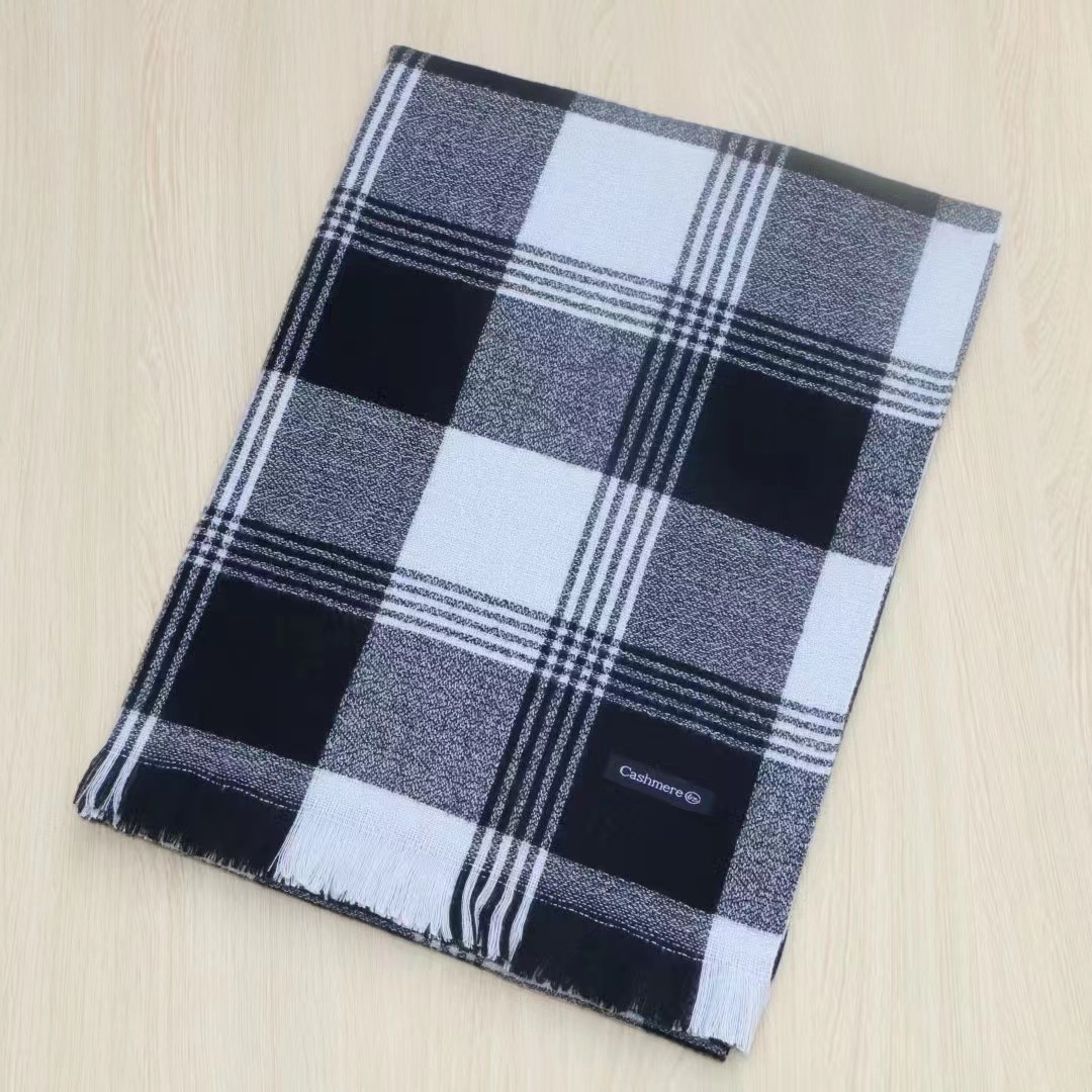 Checkered scarf in European, American and British style, fashionable for autumn and winter commuting, versatile and warm, ins cross-border faux cashmere student shawl details Picture