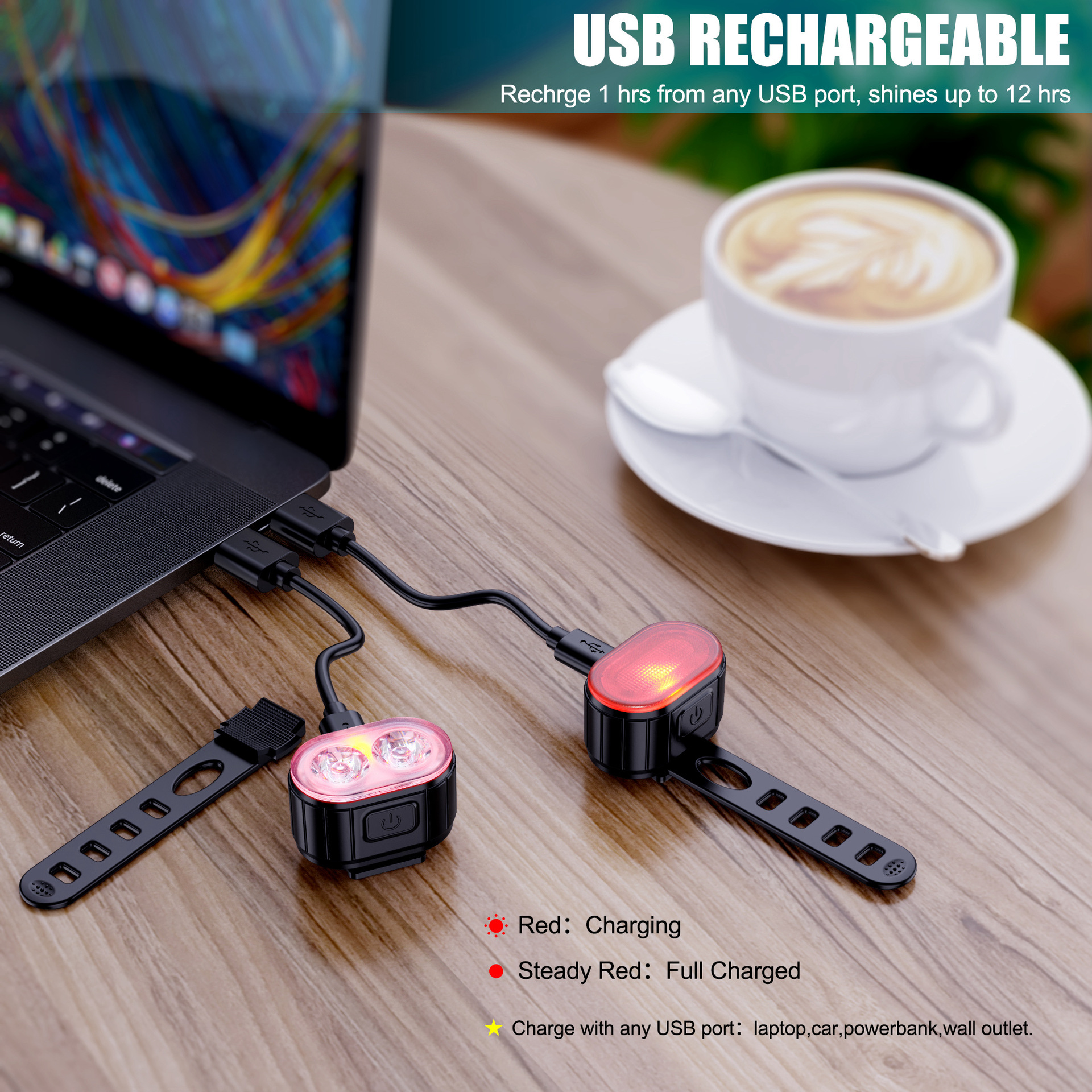 Q3 Headlight Waterproof Usb Charging Bicycle Headlight Taillight Easy Installation Specification drawing