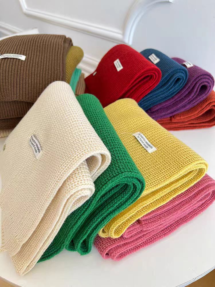 韩系绵羊毛针织毛线围巾女秋冬氛围感显白加厚保暖纯色围脖情侣款详情7