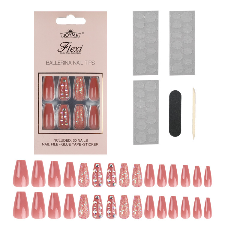 New 30 piece wearable uñas largo medio ballet uñas trapezoidal parche uñas falsas parche uñas falsas europa y Estados Unidos cross border custom manicure Item Picture