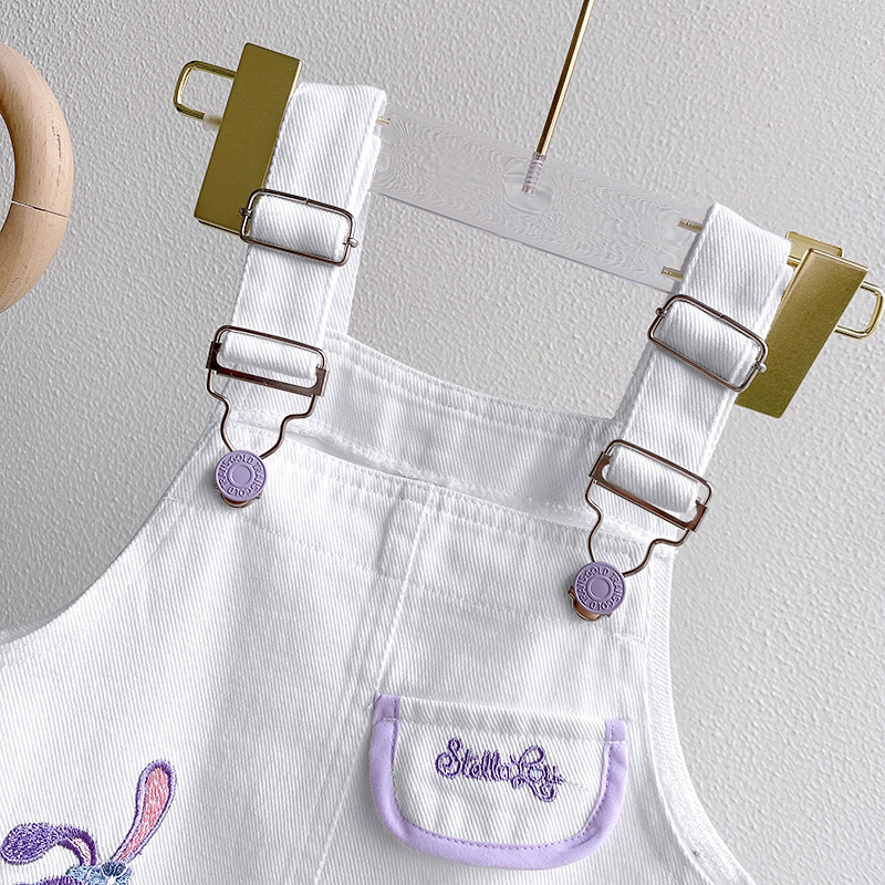 The summer chic children's shoulder dress set, a Korean version of a baby girl's two-piece summer outfit, is trendy and fashionable Specification image