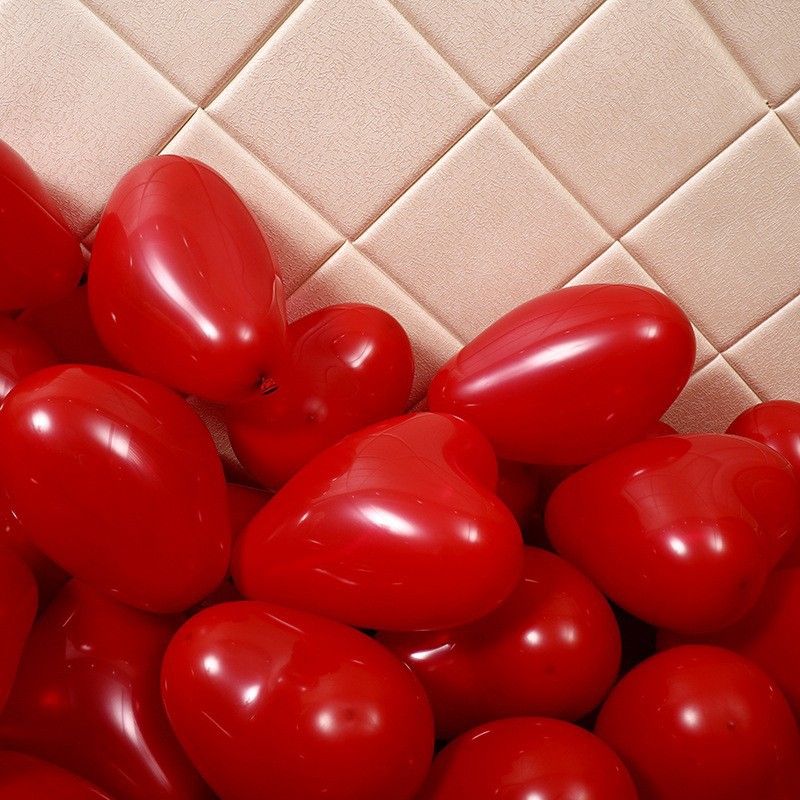 双层加厚浪漫婚庆心形石榴红气球马卡龙气球婚房装饰节日爱心气球详情图2