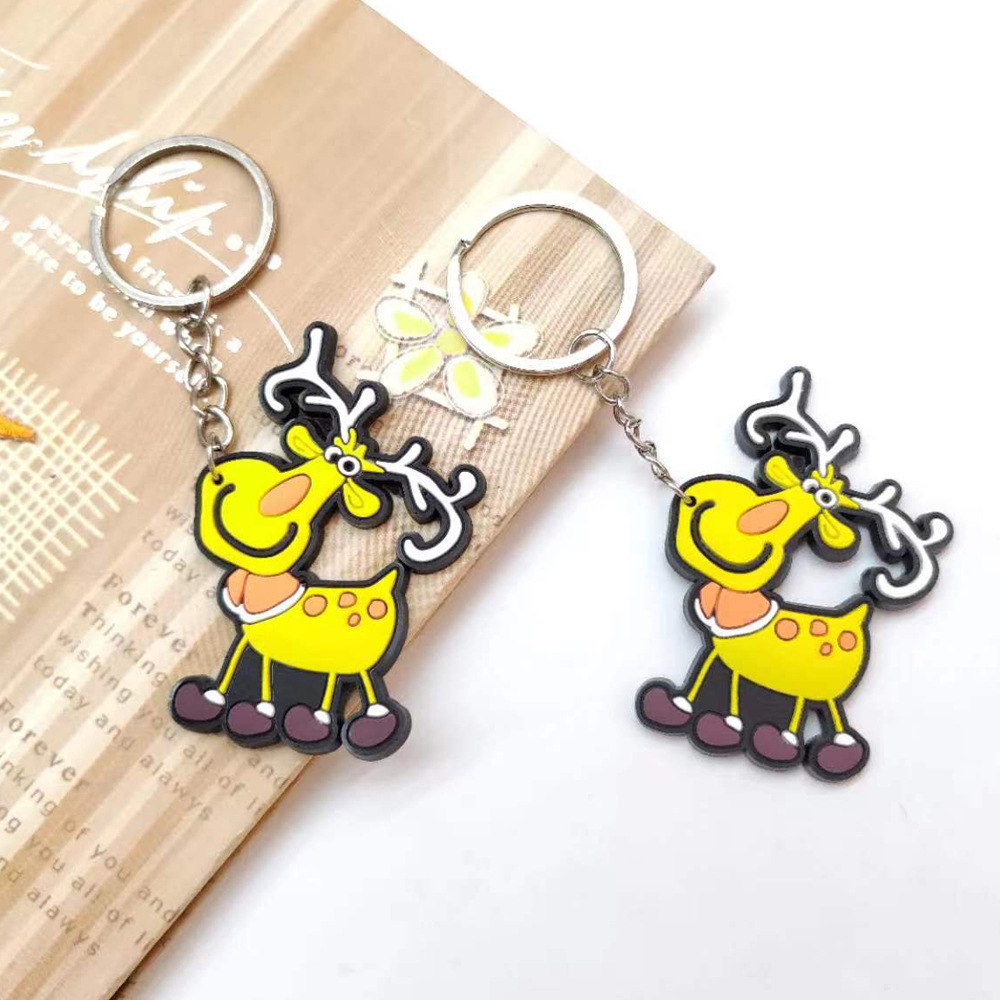 Manufacturers Direct Sales Of Pvc Soft Plastic Cartoon Single Side Deer Key Chain Hanging Decoration Tourist Souvenirs Promotional Small Gifts