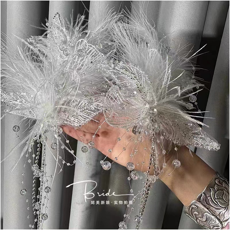 Feather White Lace Super Fairy Princess Beautiful Fashion Accessories Specification drawing