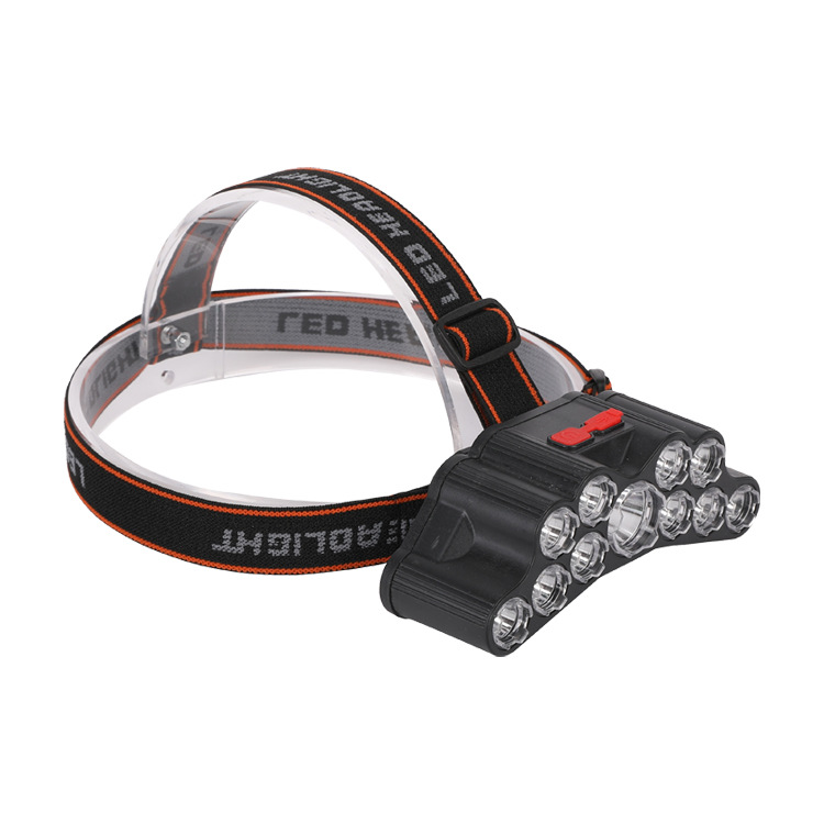 11-core led head-mounted flashlight headlamp, outdoor night fishing waterproof rechargeable miner's lamp, strong headlight details Picture