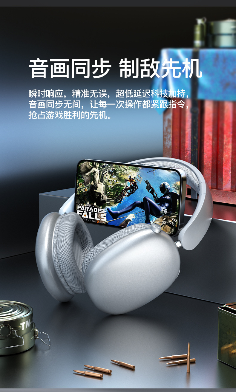Foreign trade wireless over-ear Bluetooth headphones without sound leakage, gaming mobile phones, computers, Huaqiangbei private model noise-cancelling headsets pic 14