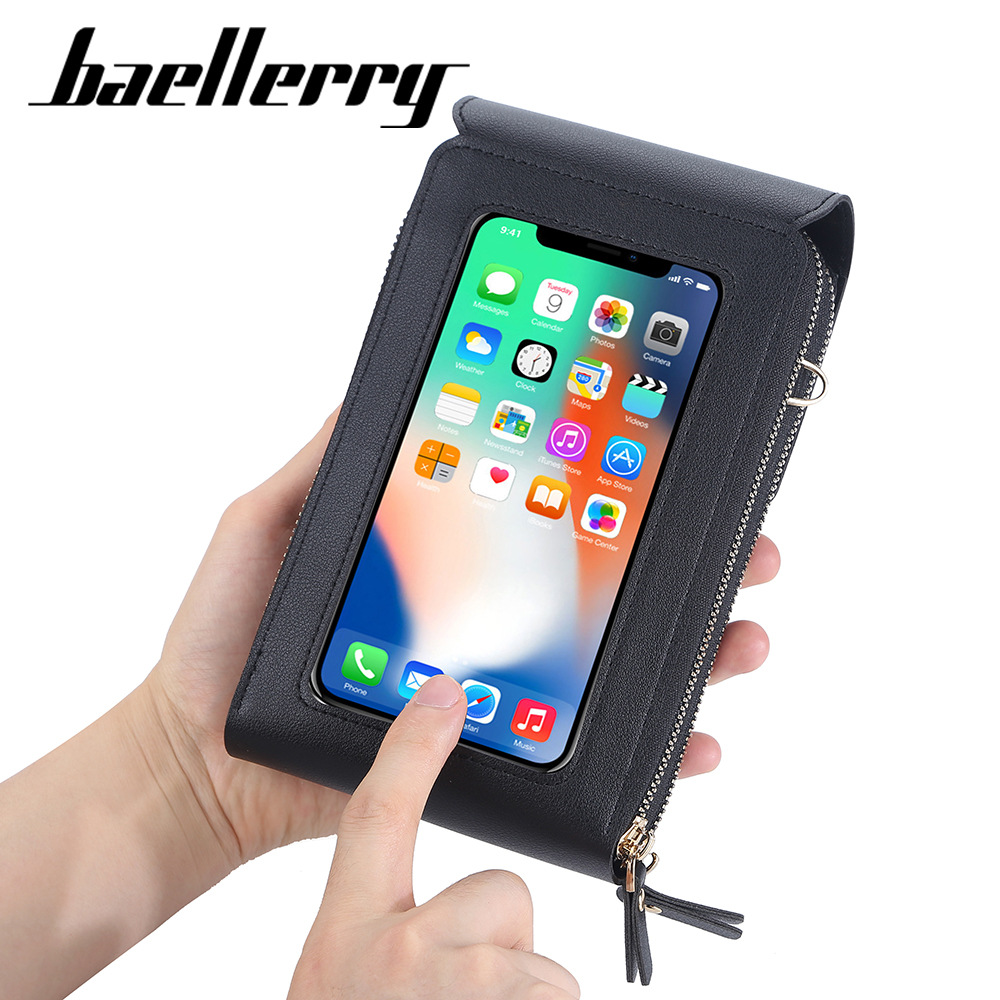Baellerry2022新款可触屏手机包女韩版多功能双层拉链钱包斜挎包详情图5
