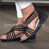 Summer 2021 cross-border plus-size sandals for women, low-top breathable adult sports woven fish-mouth shoes, Roman women's sandals Specification image