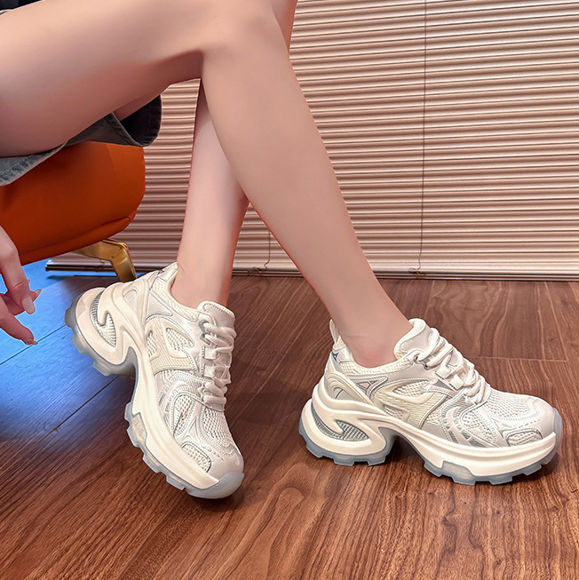 European Site Red Daddy Shoes Female Ins Tide 2024 Spring New Korean Version Of The Fashion Trend Thick Sole Sports Single Shoes Specification drawing