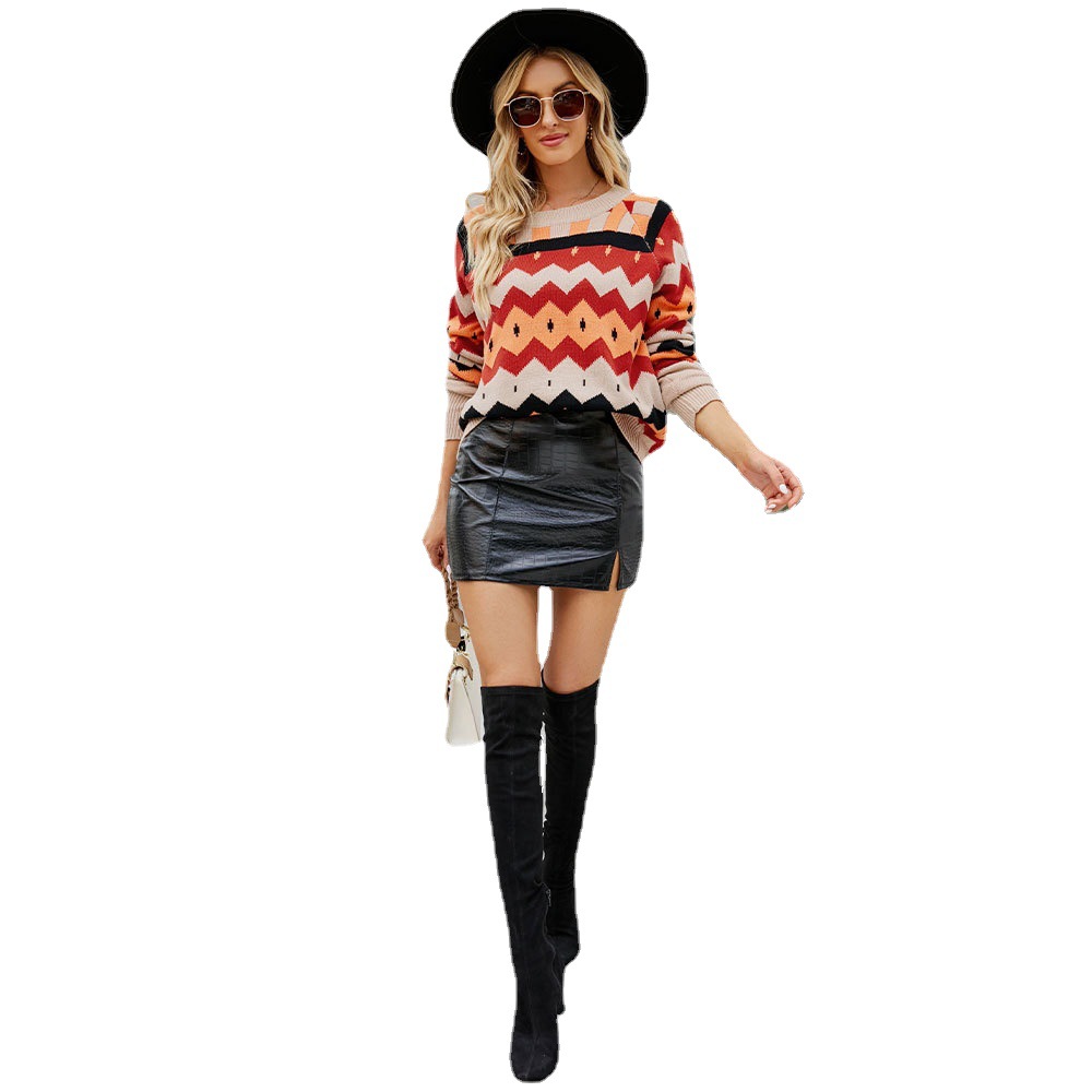 Nuevo pullover linger jersey mujer mujer cuello redondo suéter vintage mujer Item Picture