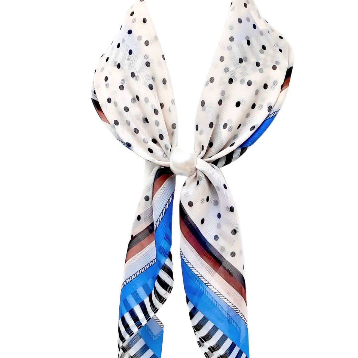 Spring and summer Celie scarf, a classic and fashionable cashew scarf, 70cm versatile with pearl buttons, a blue shawl for women Item Picture